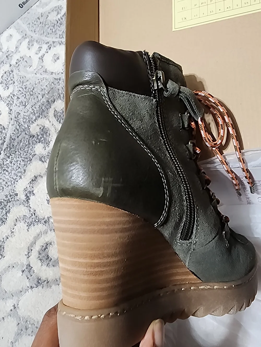 NEW SOFFT Underlyn Wedge Hiker Boot in Army Green
